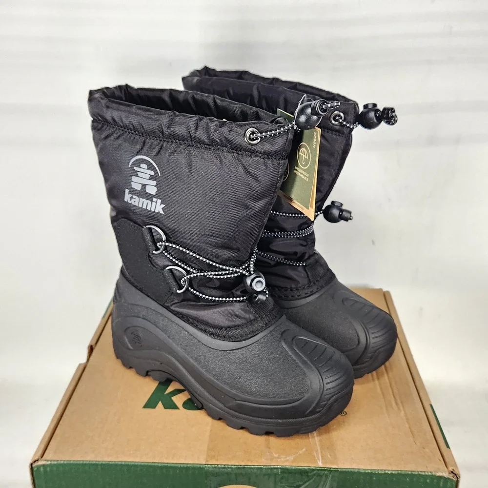 Kamik North Pole Winter Boots Kids Size 12 Black Waterproof Insulated Snow Boots